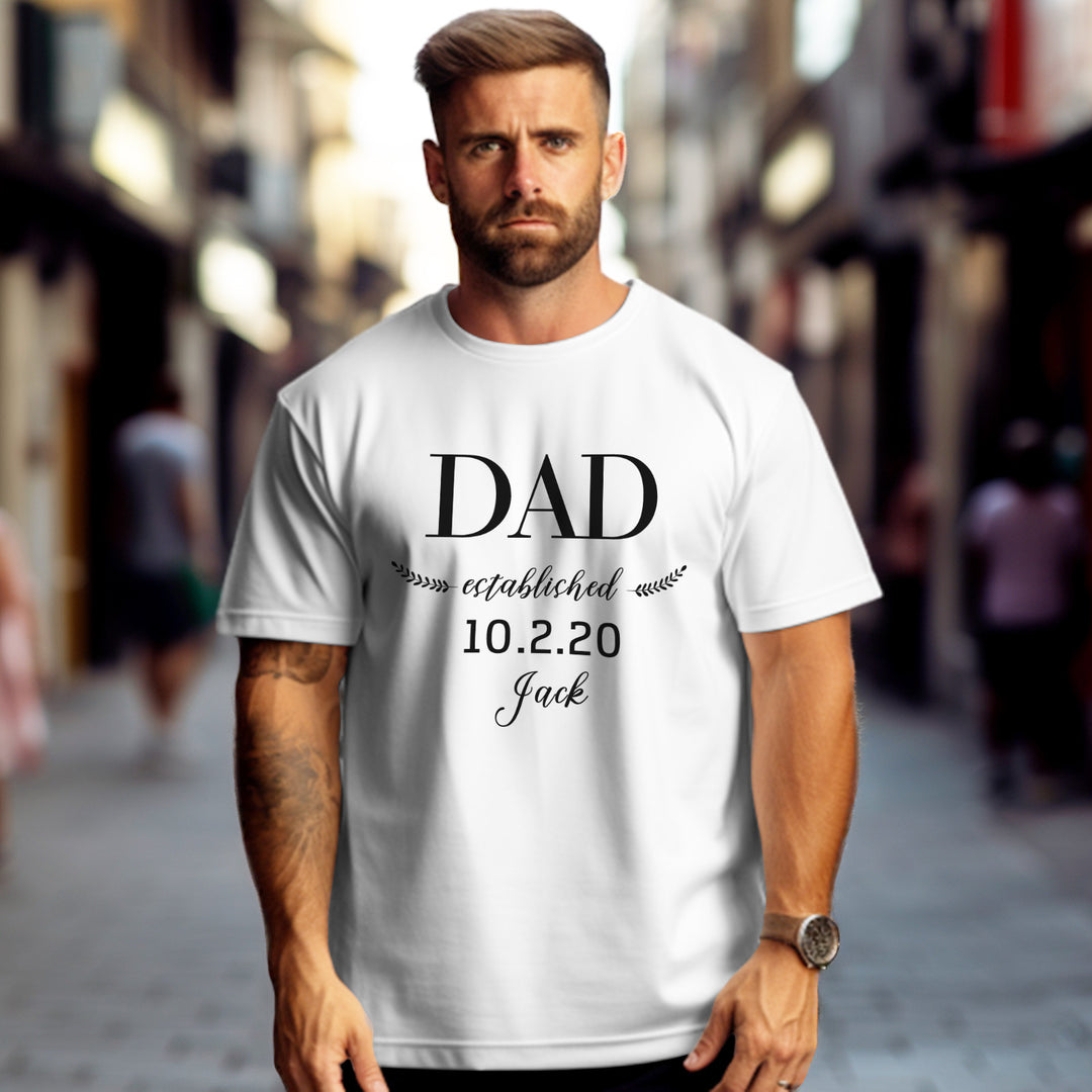 Personalized Daddy Established T-Shirt Father's Day Birthday Gift for Dad Grandpa
