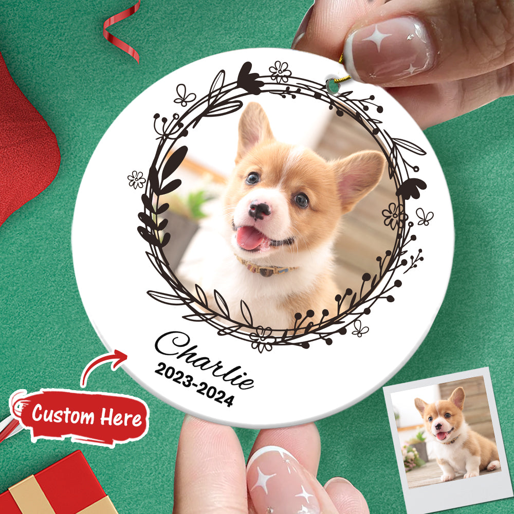 Personalized Pet Photo Ornament Dog Name Ornament Christmas Gift for Pet Lovers
