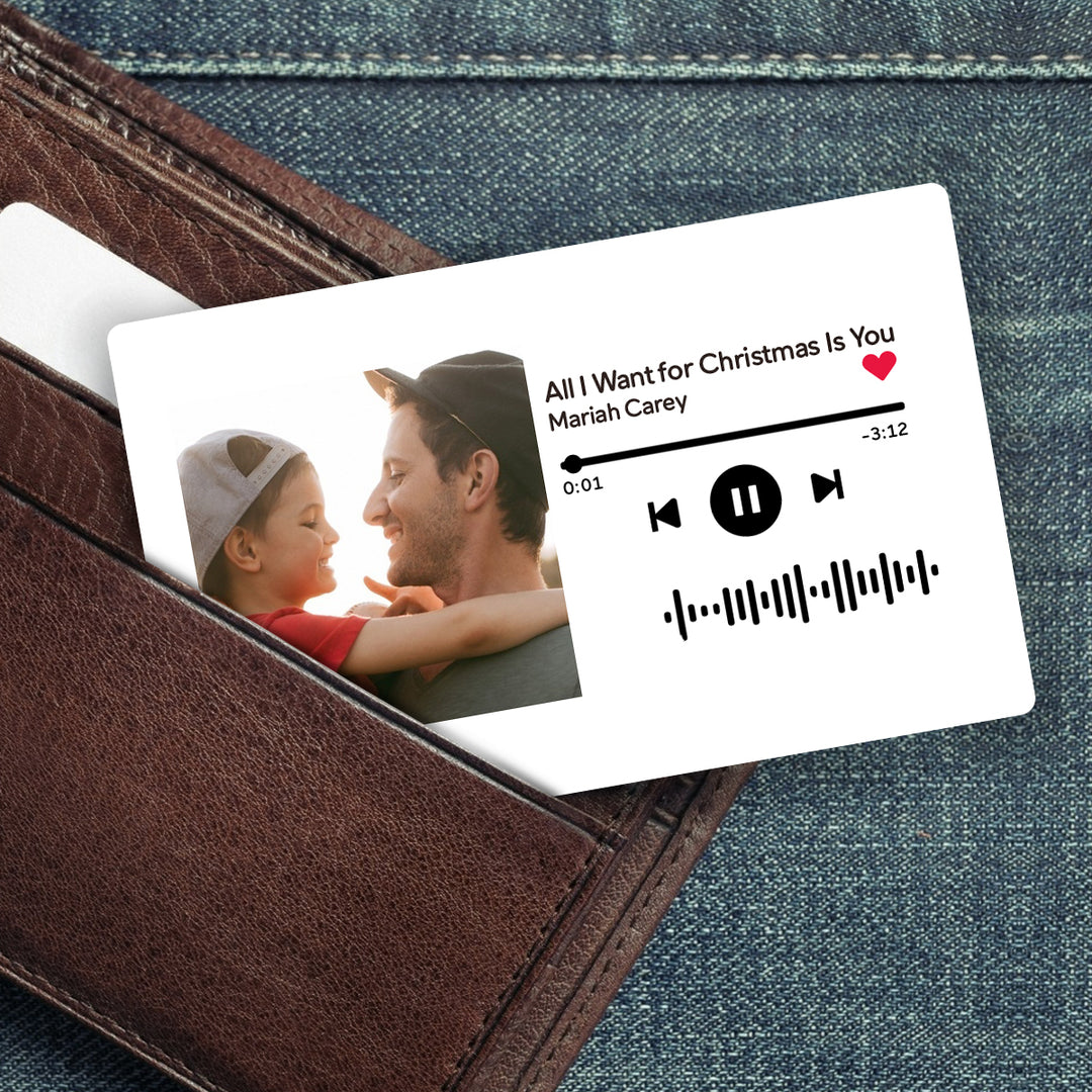 Custom Scannable Code Music Wallet Insert Card with Photo - White
