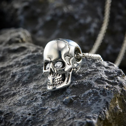 Custom Engraved Name Skull Necklace With Birthstone Eyes Creative Gifts for Halloween