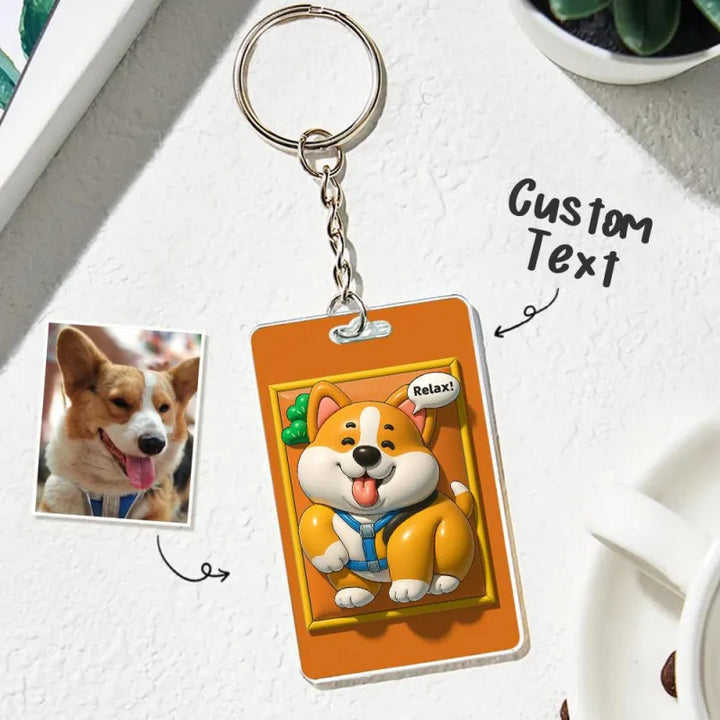 Custom Photo 3D Inflated Effect Pet Photo Keychain Gift for Pet Lover