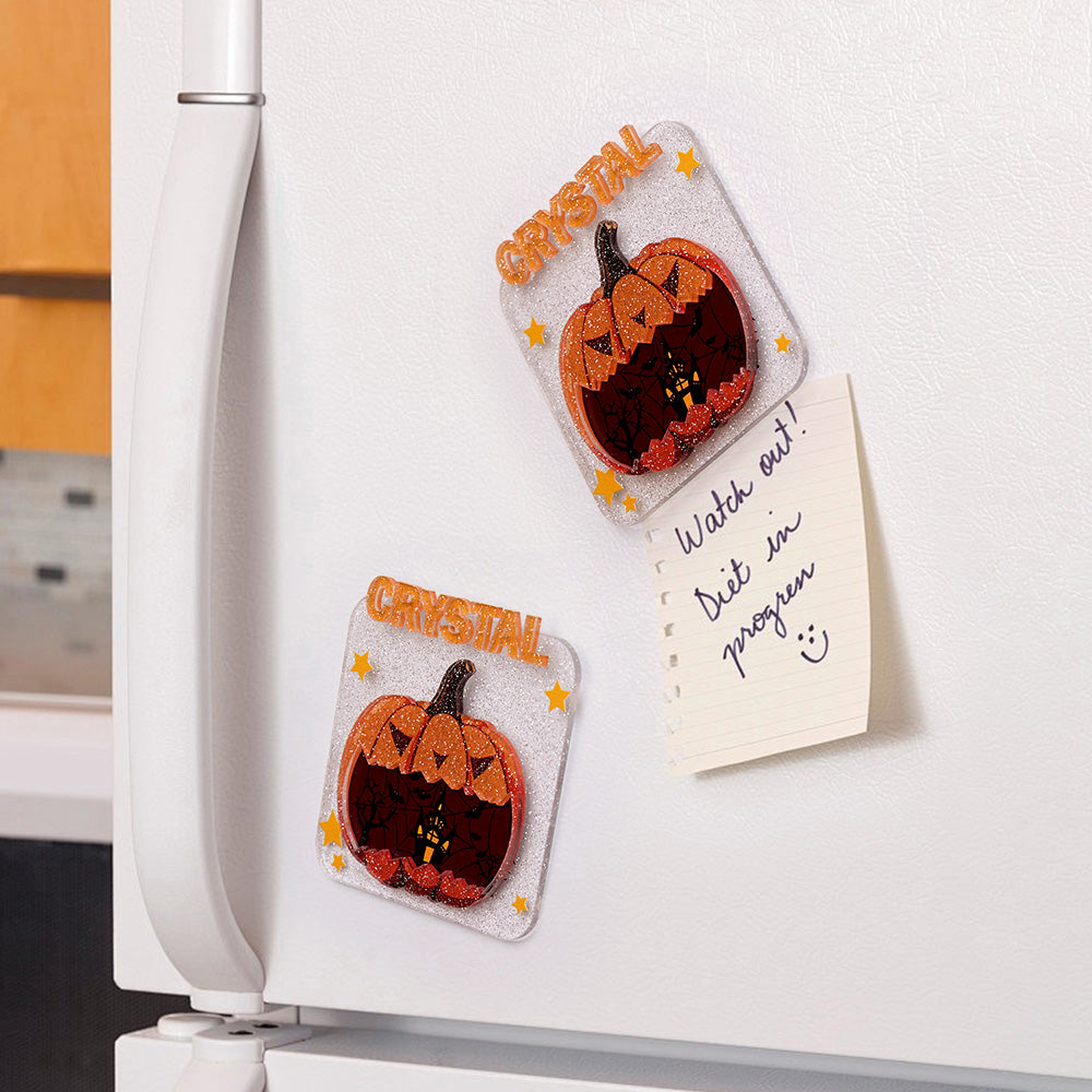 Custom Halloween Fridge Magnet with Name Refrigerator Magnet Home Decoration for Halloween Gift