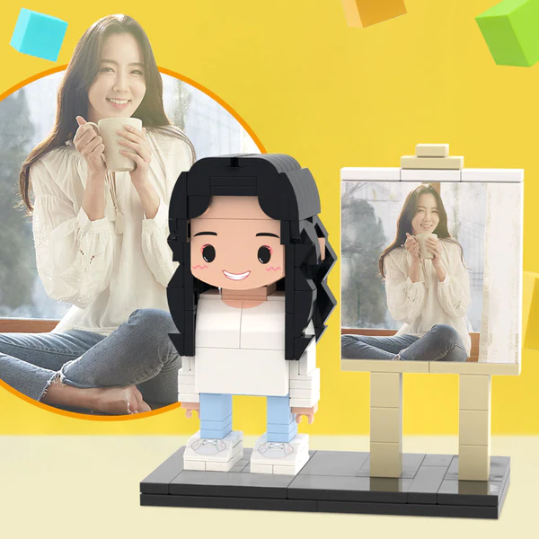 Full Body Custom 1 Person Brick Figures Custom Brick Figures with Frame Small Particle Block Toy Gifts for Girlfriend