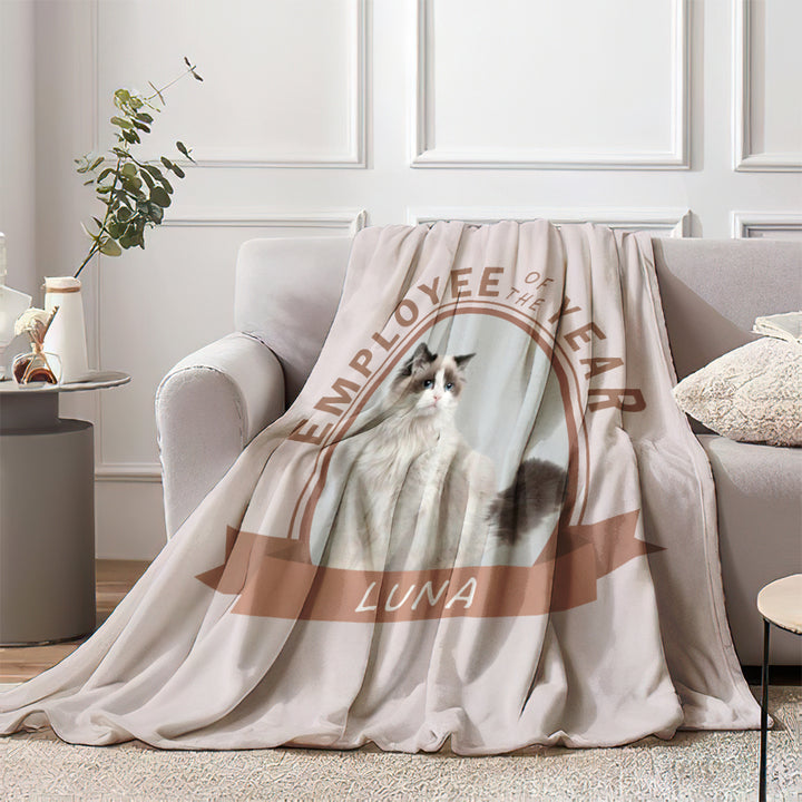 Custom Photo Blanket Employee of the Year Funny Pet Blanket with Name