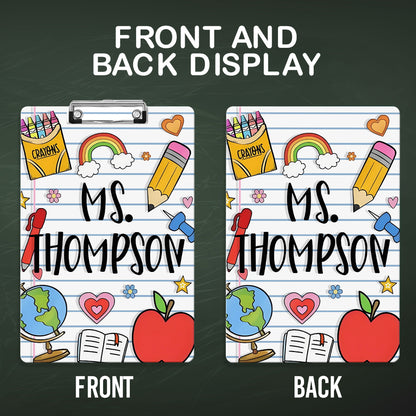 Custom Text Name Folder with Rainbow Stationery Design – Teacher's Day & Back to School Gift