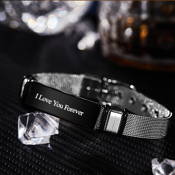 Personalized Engraved Text Black Bracelet
