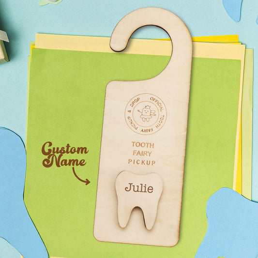 Personalized Wooden Tooth Fairy Door Hanger Teeth Holder Pick Up Box Home Decoration Gift for Kids