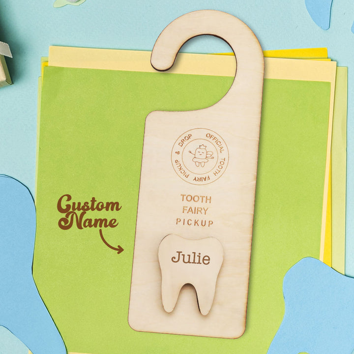 Personalized Wooden Tooth Fairy Door Hanger Teeth Holder Pick Up Box Home Decoration Gift for Kids
