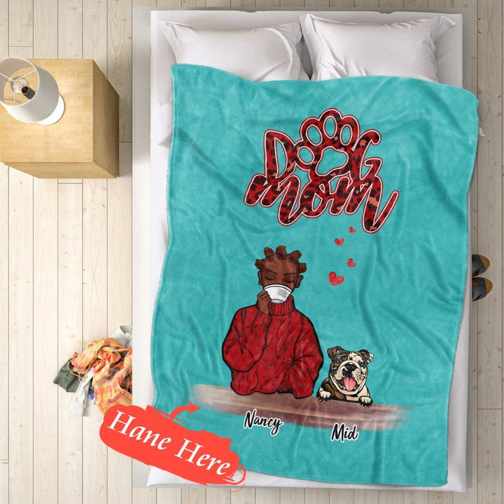 Personalized Name Dog Mom Fleece Blanket - Choose Number Of Pets