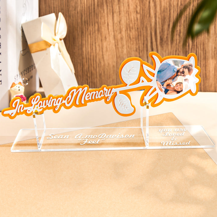 Personalized Rose Acrylic Ornament Custom Photo In Loving Memory Rose Sign
