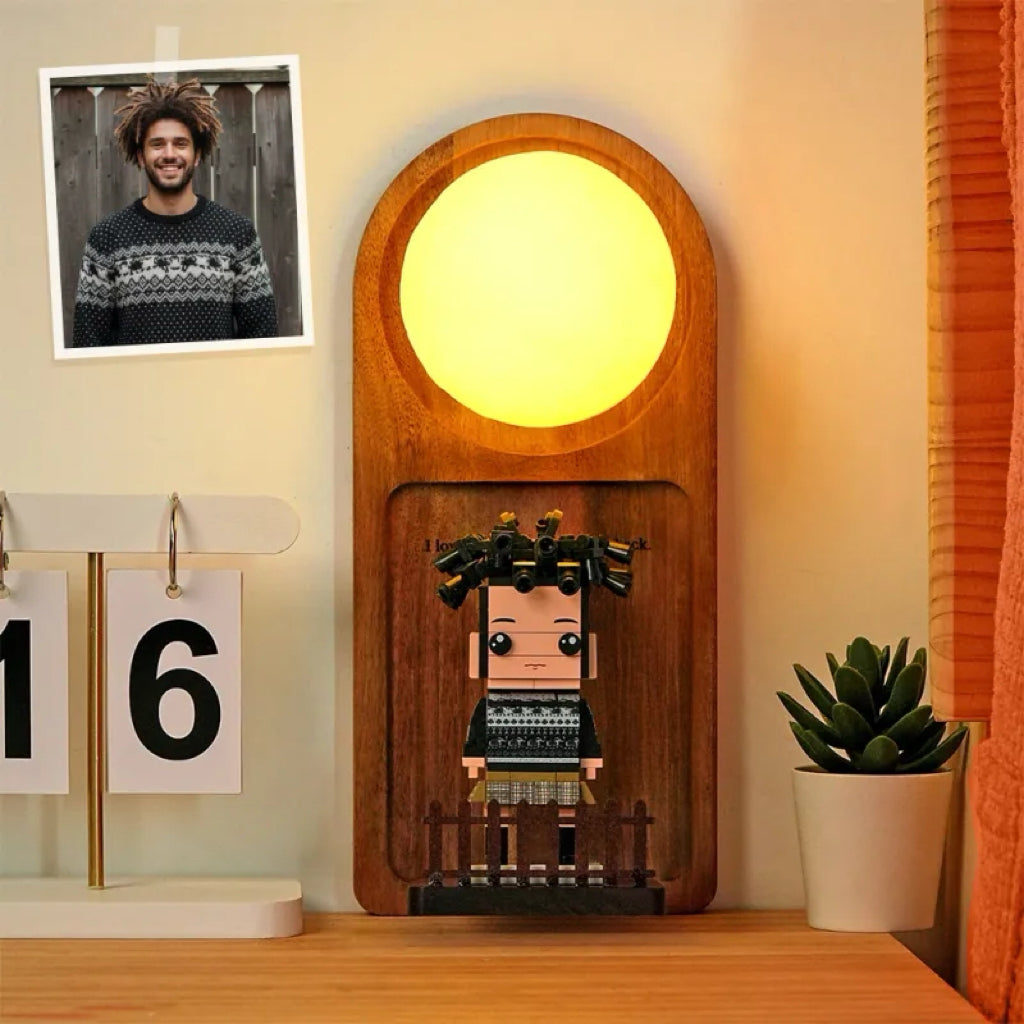 Custom Name & Photo Brick Figure Night Light Personalized Family Night Light Best Gift