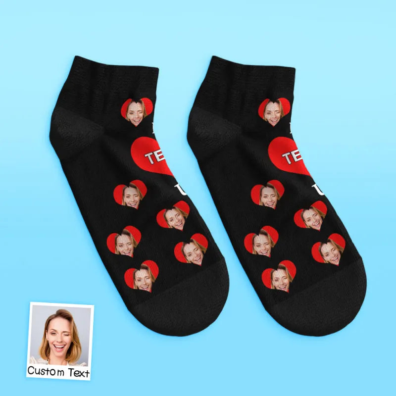 Custom Face Low Cut Ankle Socks – A Heartfelt "I Love U Mom" Gift for Every Occasion