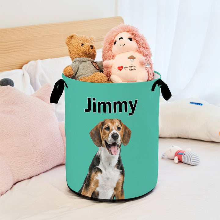 Personalized Pet Portrait Storage Basket Toy Laundry Basket Birthday Gift for Pet Lover