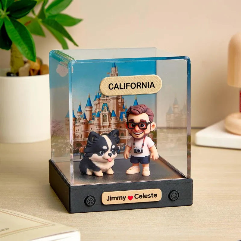Custom 3D Mini Figure From Your Photo Personalized Background Toy Figure with Acrylic Box Decoration Gifts For Him/Her