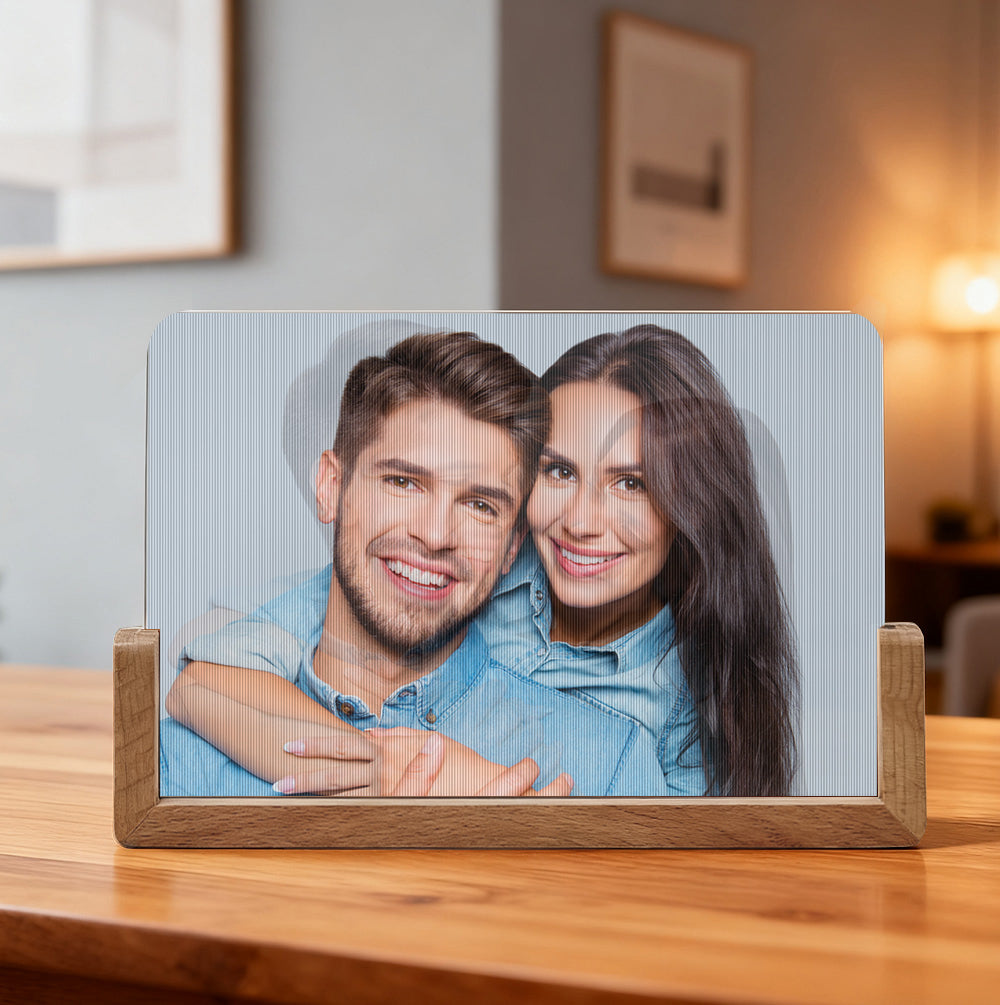 Personalized Lenticular Photo Frame – Custom 2-Image Flip Frame Birthday or Anniversary Gift