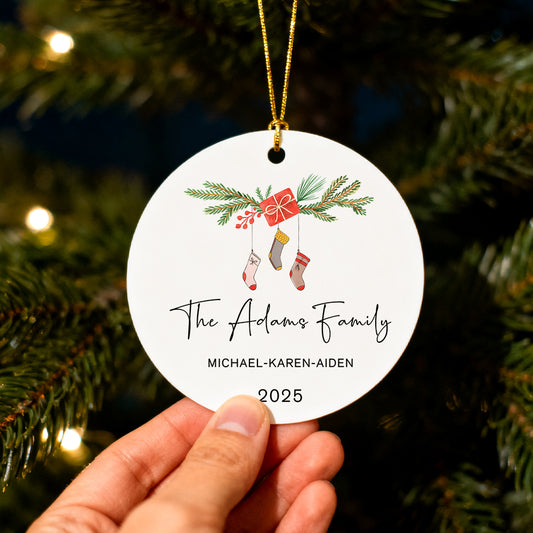 Personalized Name & Year Christmas Ceramic Ornament – Custom Hanging Decoration
