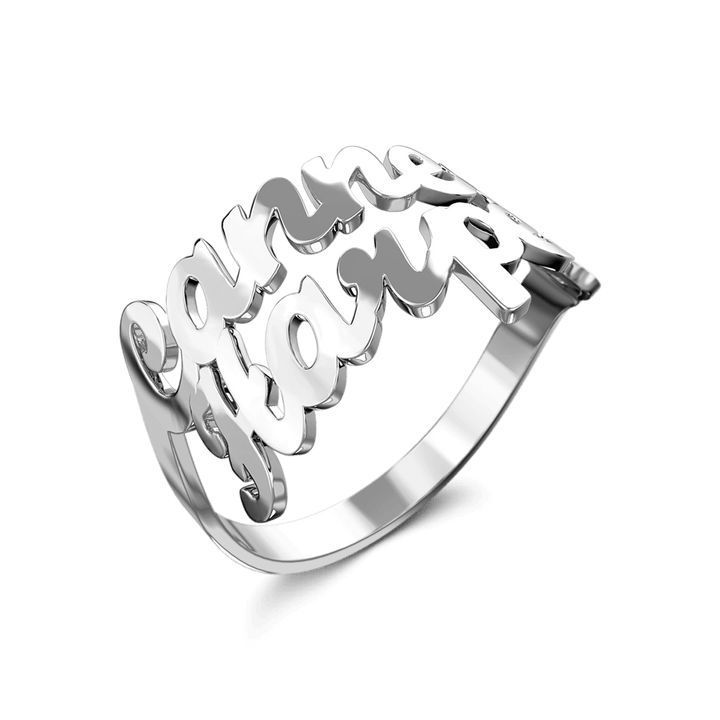 Custom Double Names Ring - 925 Sterling Silver