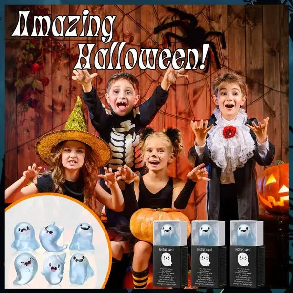 Halloween Mini Ghost Figures Glow-In-The-Dark Resin Figures With Box