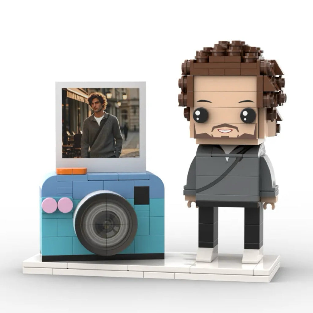 Full-body Custom 1 Person Brick Figures with Photo and Camera Birthday Gift for Photographers