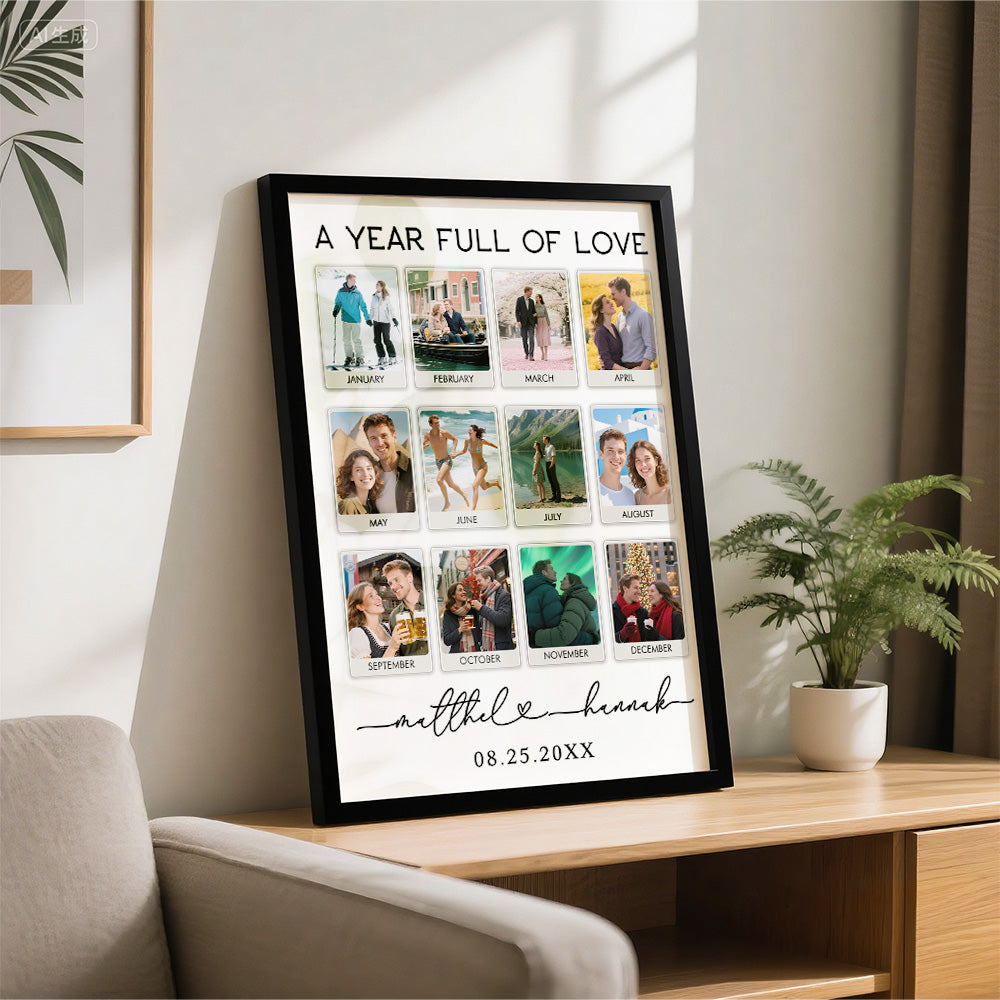 Custom Photo & Text Wooden Anniversary Frame – Personalized Anniversary Keepsake Gift