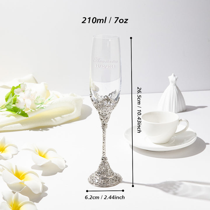 Personalized Champagne Flutes Toasting Glasses Wedding Gift for Bride and Groom
