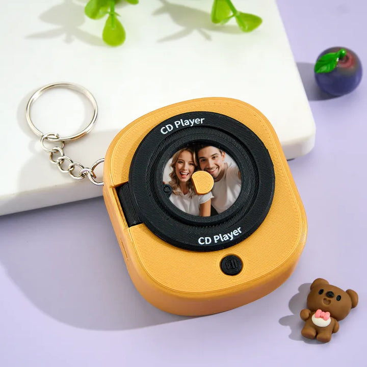 Custom Music CD Record Player Keychain Photo Keychain with Removable Disc