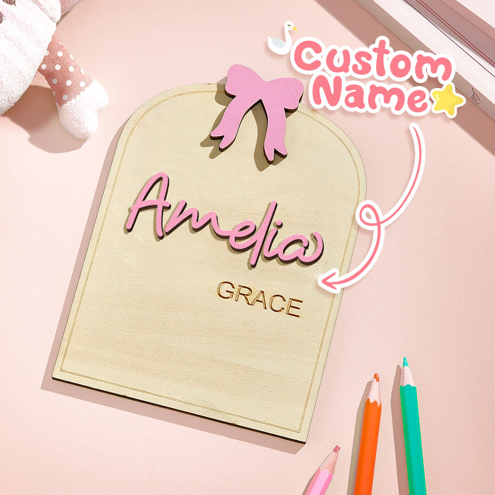 Personalized Coquette Bow Baby Name Sign with Birth Information Baby Shower Gift for New Mom