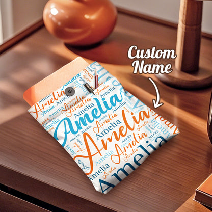 Personalized Name Book Cover with Pocket Book Cover Protector Gift for Book Lover