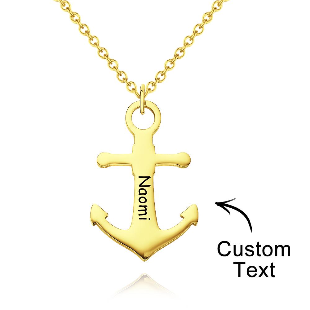 Custom Engraved Name Jewelry Personalized Anchor Pendant Necklace Gift for Women