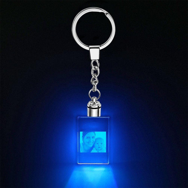 Personalized Photo Rectangle Crystal Keychain With LED Light