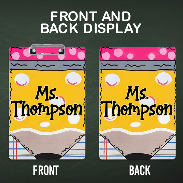 Custom Text Name Folder with Pencil Design – Teacher's Day & Back to School Gift