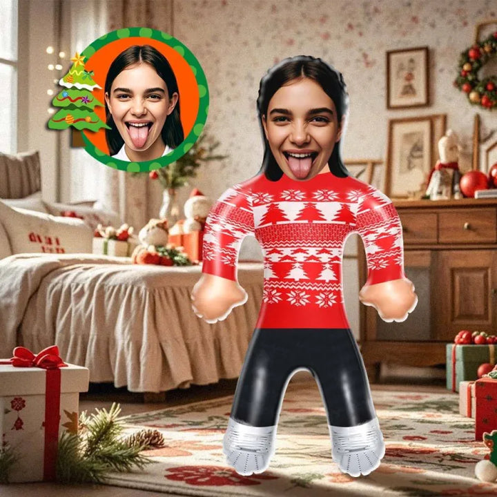 Custom Face Red Christmas Jumper Blow Up Dolls Funny Inflatable Balloon Custom Air Doll for Party Favors Christmas Gifts