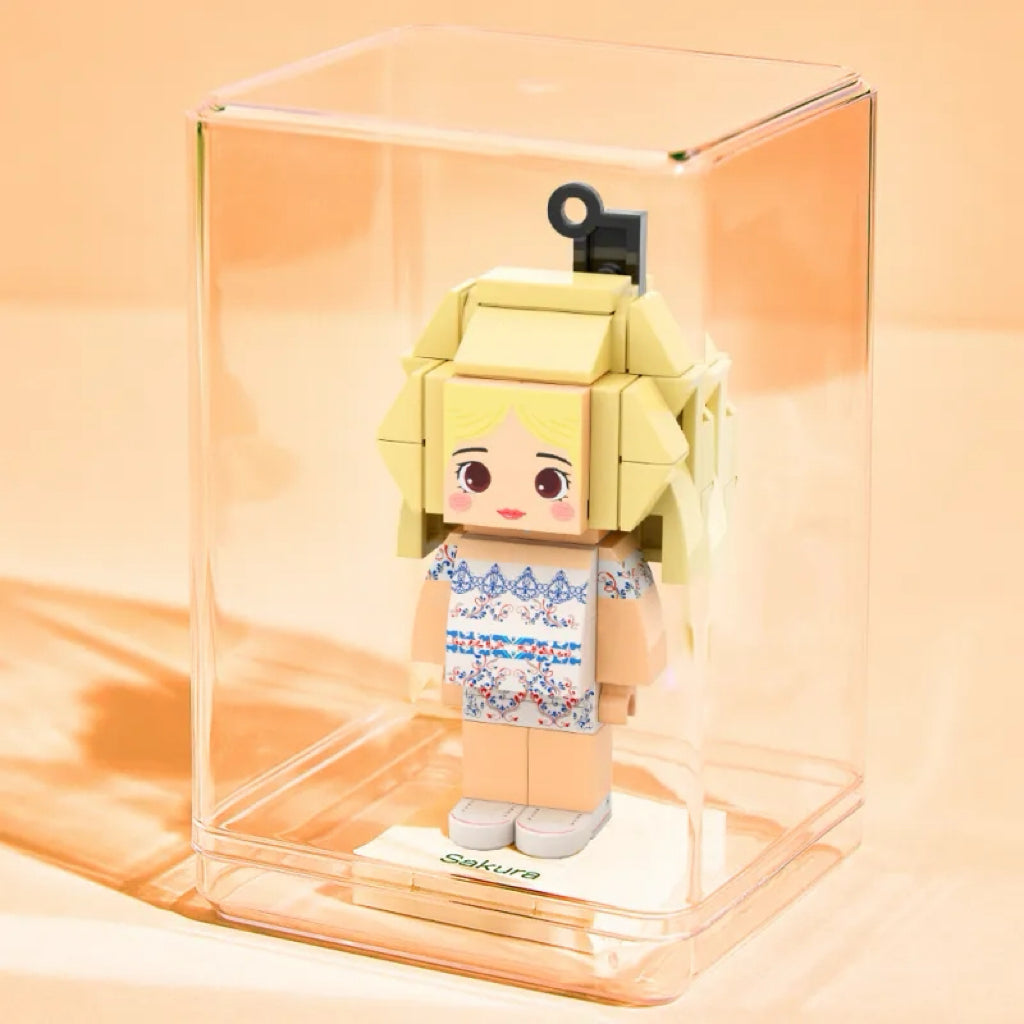 Custom Cute Bag Charm Fully Body 1 People Mini Brick Figure with Engraved Text Keychain