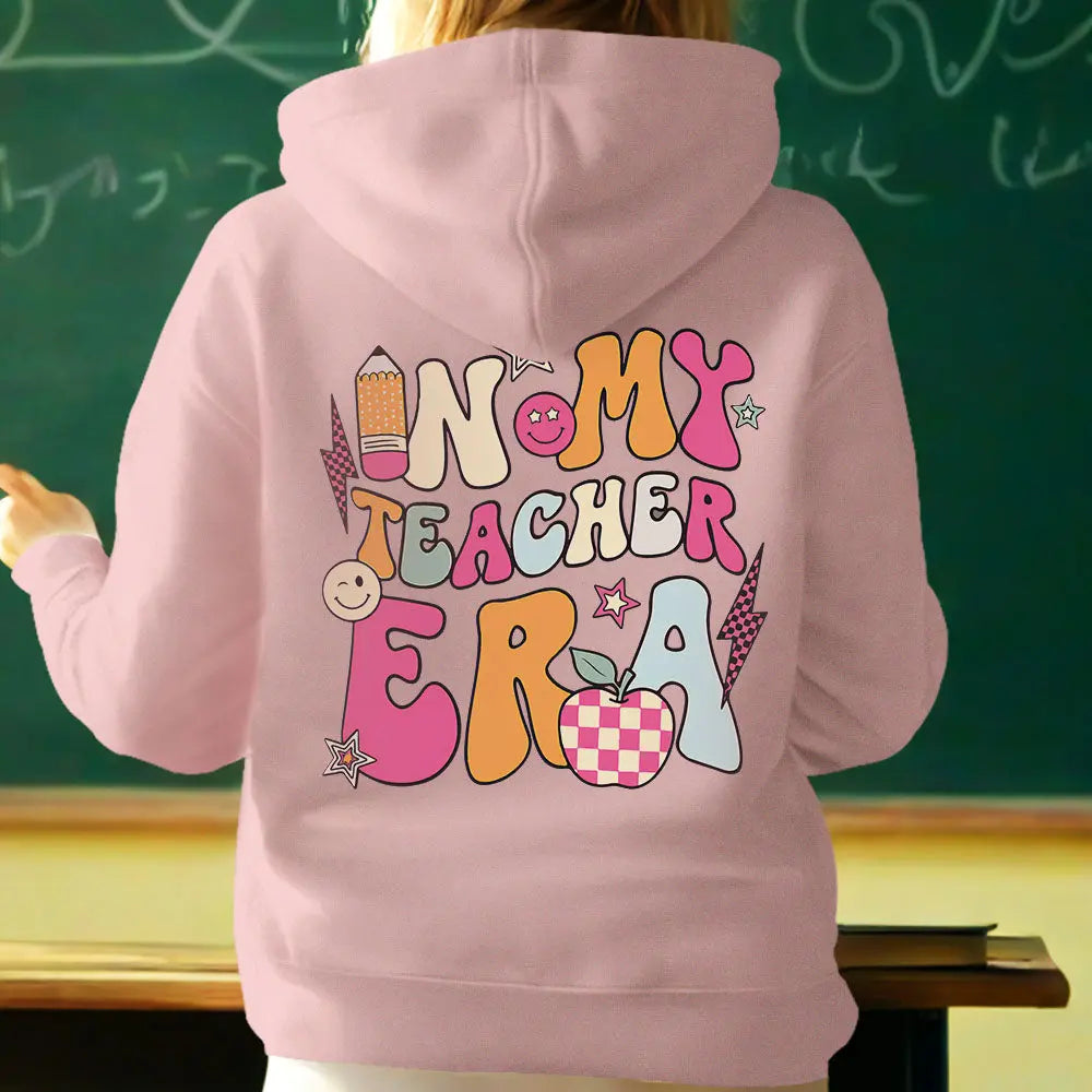 Personalized In My Teacher Era Hooded Sweatshirt Teacher Custom Name Hooded Sweatshirt Back to School Gifts