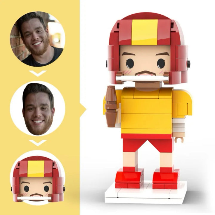 Custom Head 1 Person Cute Football Palyer Brick Figure Anniversary Gift Birthday Gift for Him