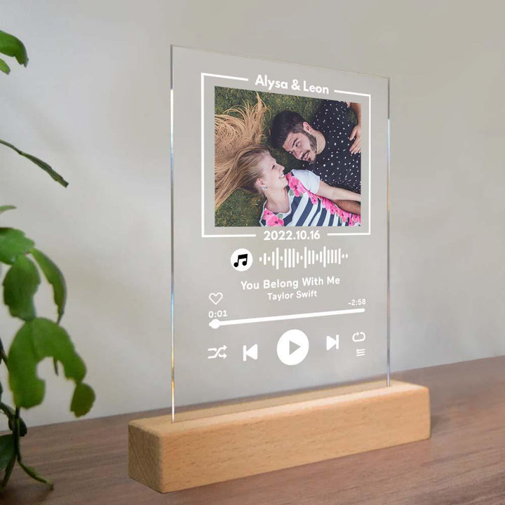 Custom Glass Code Plaque Music Keychain/Plaque 7 Color Night Light Gift For Anniversary