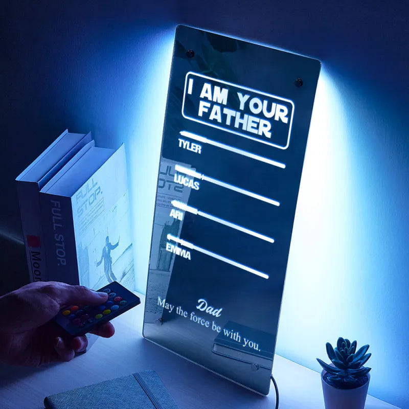 Custom Name Father's Day Hot Sale I Am Your Father Lightsaber Mirror Lamp