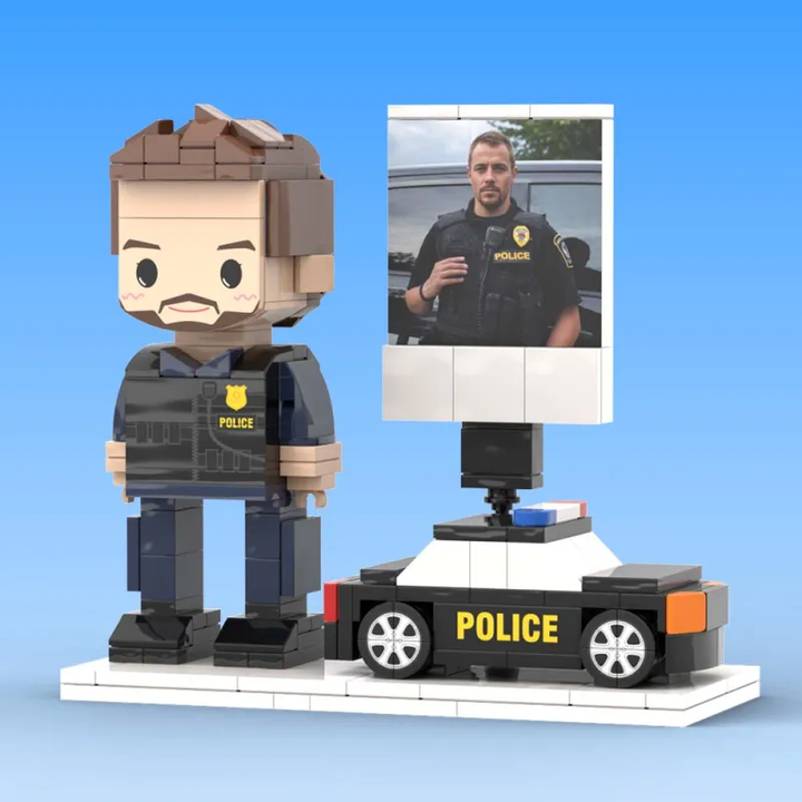 Full Body Customized Police Theme Figure with Photo – 1-Person Police Figure, Unique Birthday Gift, Father’s Day Gift for Police Officers