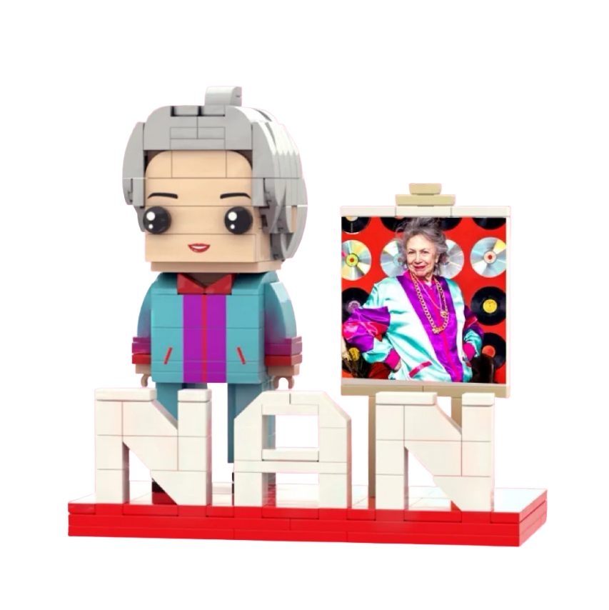Full Body Custom NAN 1 Person Brick Figure with Photo Mother's Day Gift for Grandma