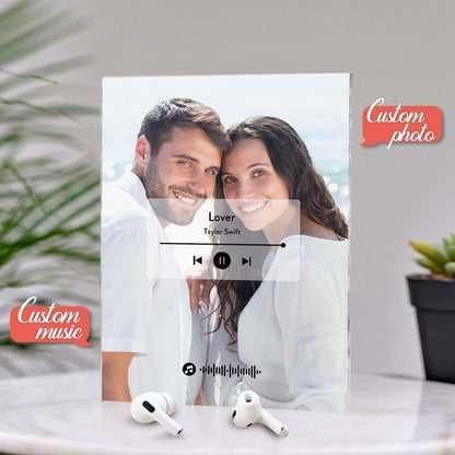 Customized Music Code Plaque Custom Photo Music Plaque Gift For Lover