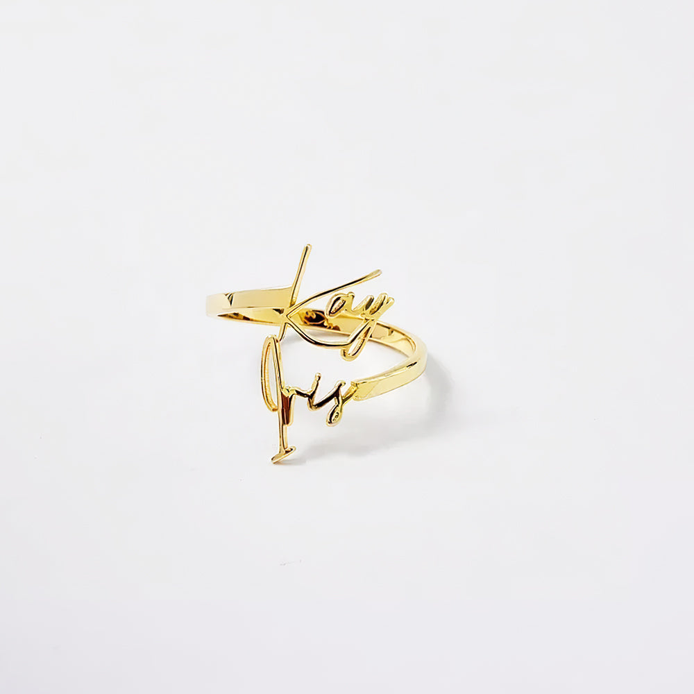 Personalized Two Names Ring Double Name Open Ring S925 Silver