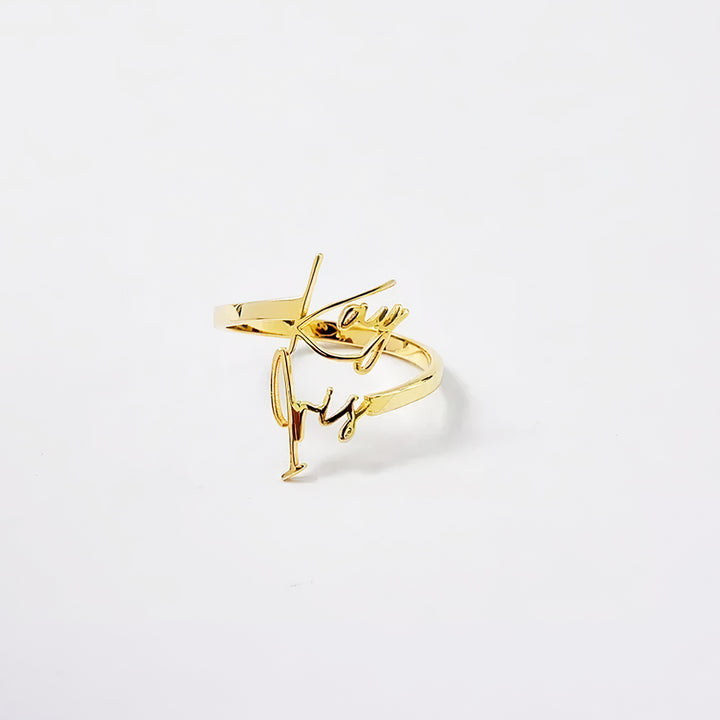 Personalized Two Names Ring Double Name Open Ring S925 Silver