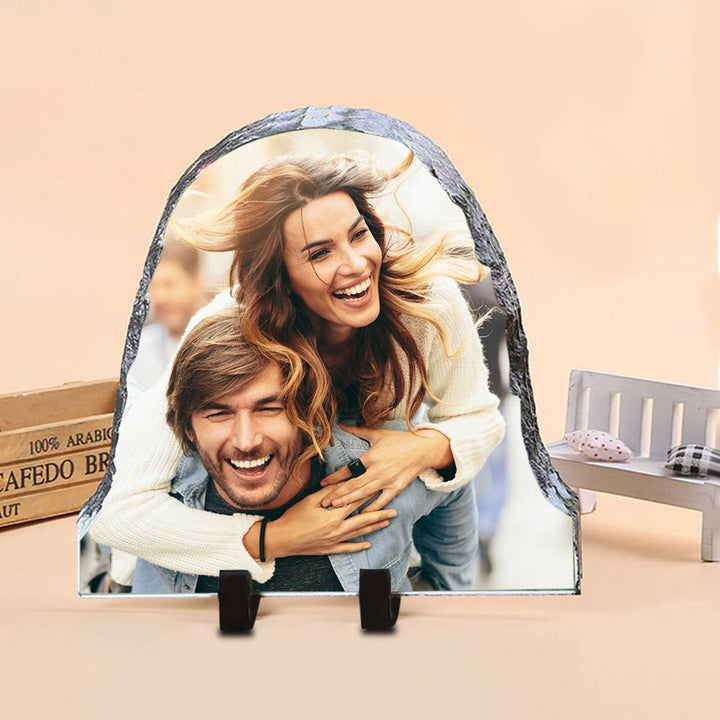 Custom Photo Stone Rock Slate Plaque Picture Frame 20*20cm