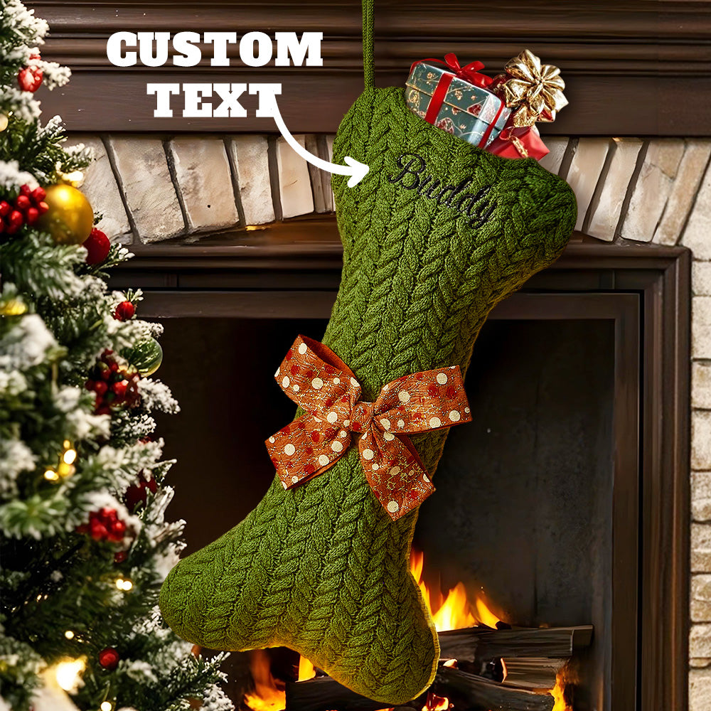 Personalized Dog Bone Christmas Stockings with Name Gift for Puppy Lovers