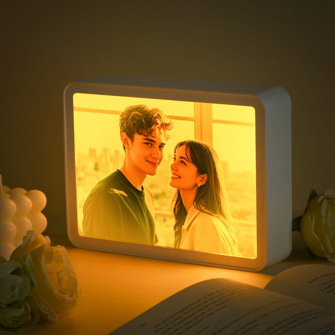 Custom Photo Bluetooth Speaker Music Mirror Lamp – Personalized Christmas Gift with Light & Sound
