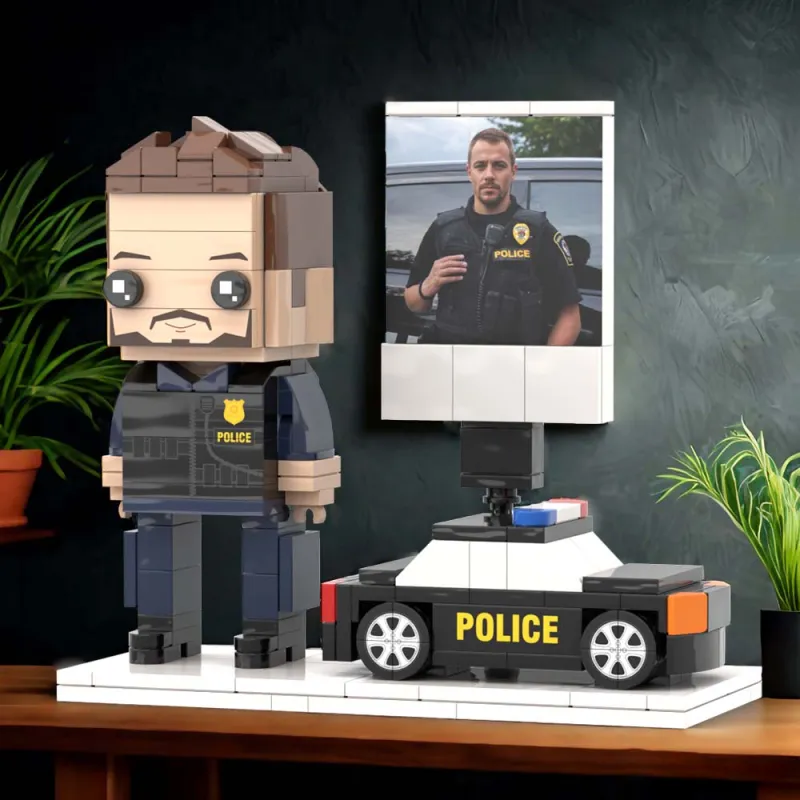 Full Body Customized Police Theme Figure with Photo – 1-Person Police Figure, Unique Birthday Gift, Father’s Day Gift for Police Officers