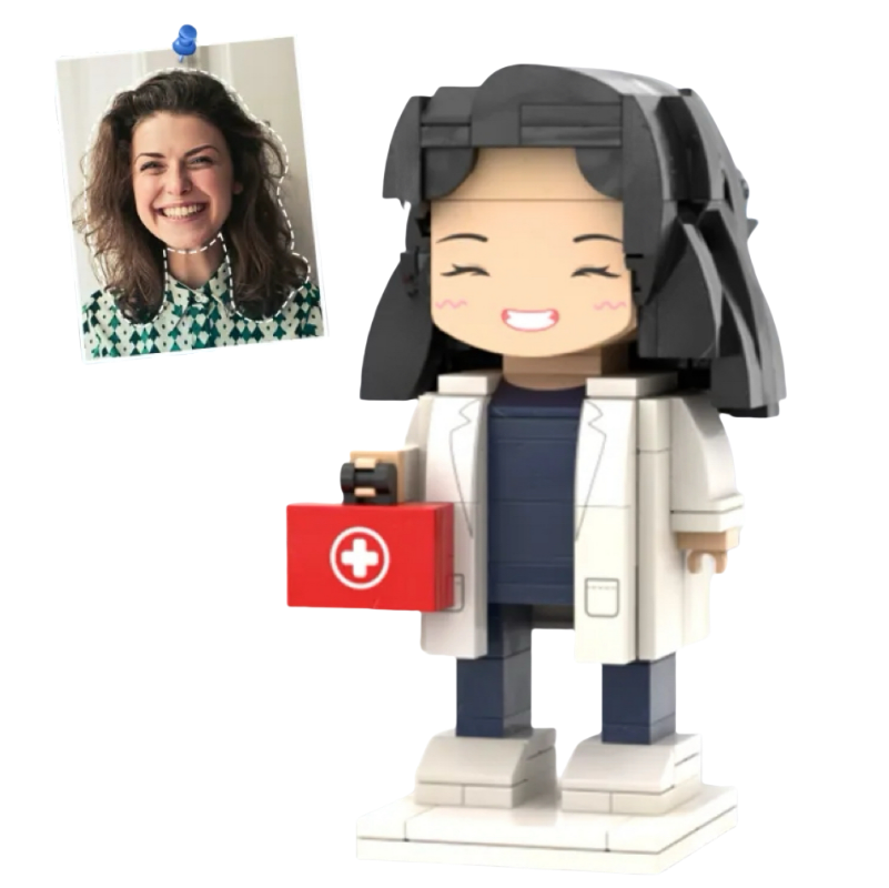 Personalized Head Custom Text Brick Figures Holding Medical Kit Doctor's Day Gift Career Gift