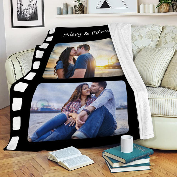 Custom Photo Fleece Flannel Blanket with Text