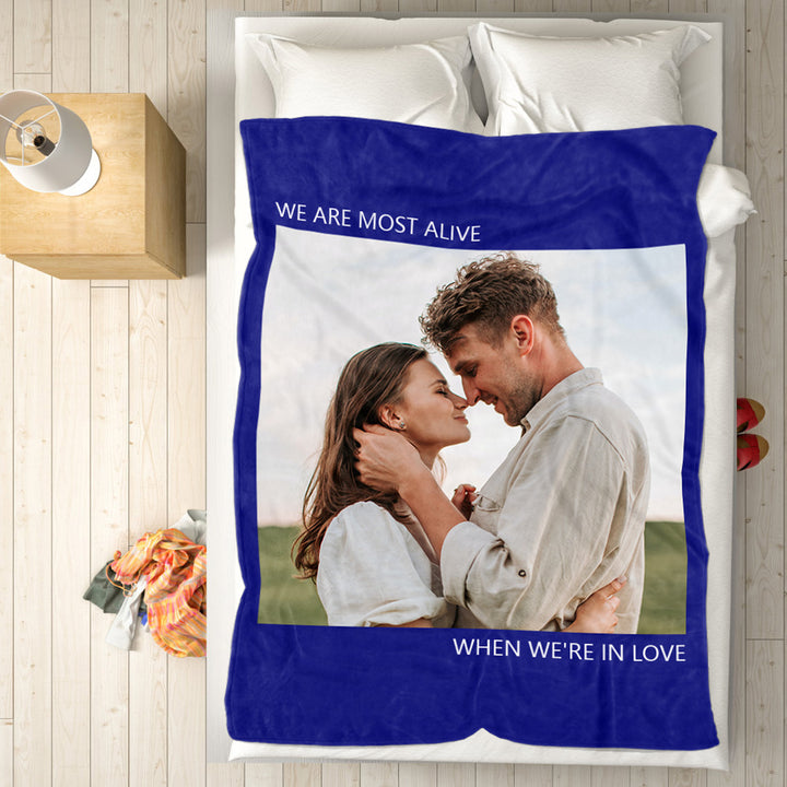 Custom Photo Blanket Fleece Throw Blanket With Text