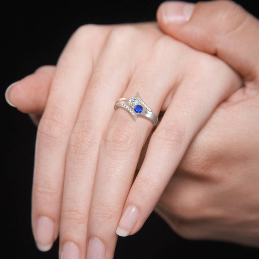 Personalized Two Birthstones Engraved Promise Ring 925 Sterling Silver